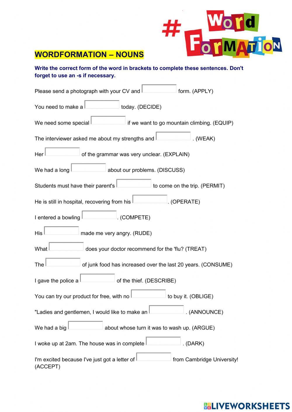 Wordformation - Nouns