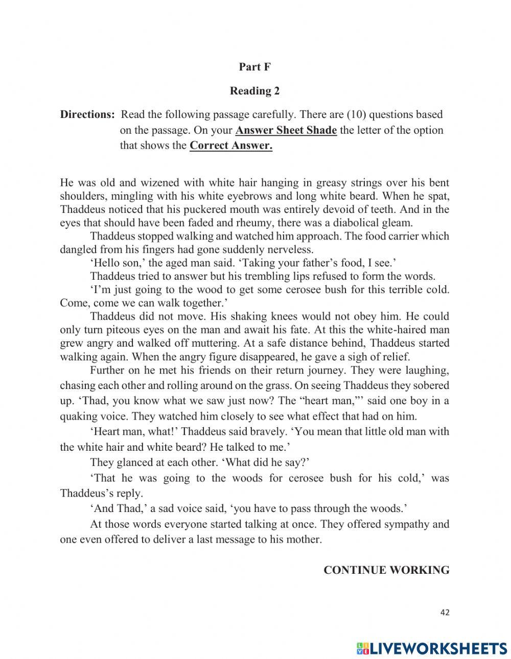 Reading & Comprehension