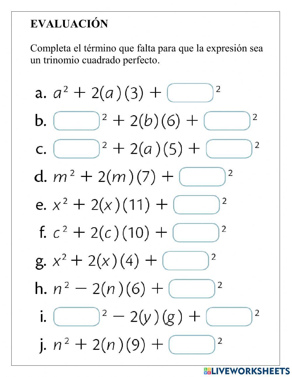 Trinomio Cuadrado Perfecto