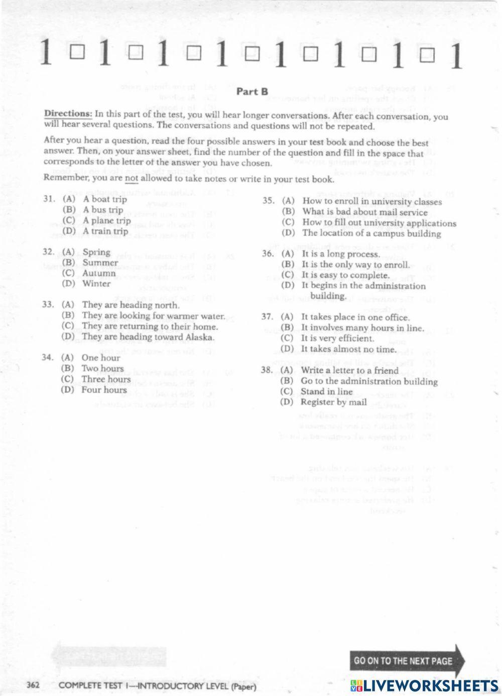 Listening toefl test 1