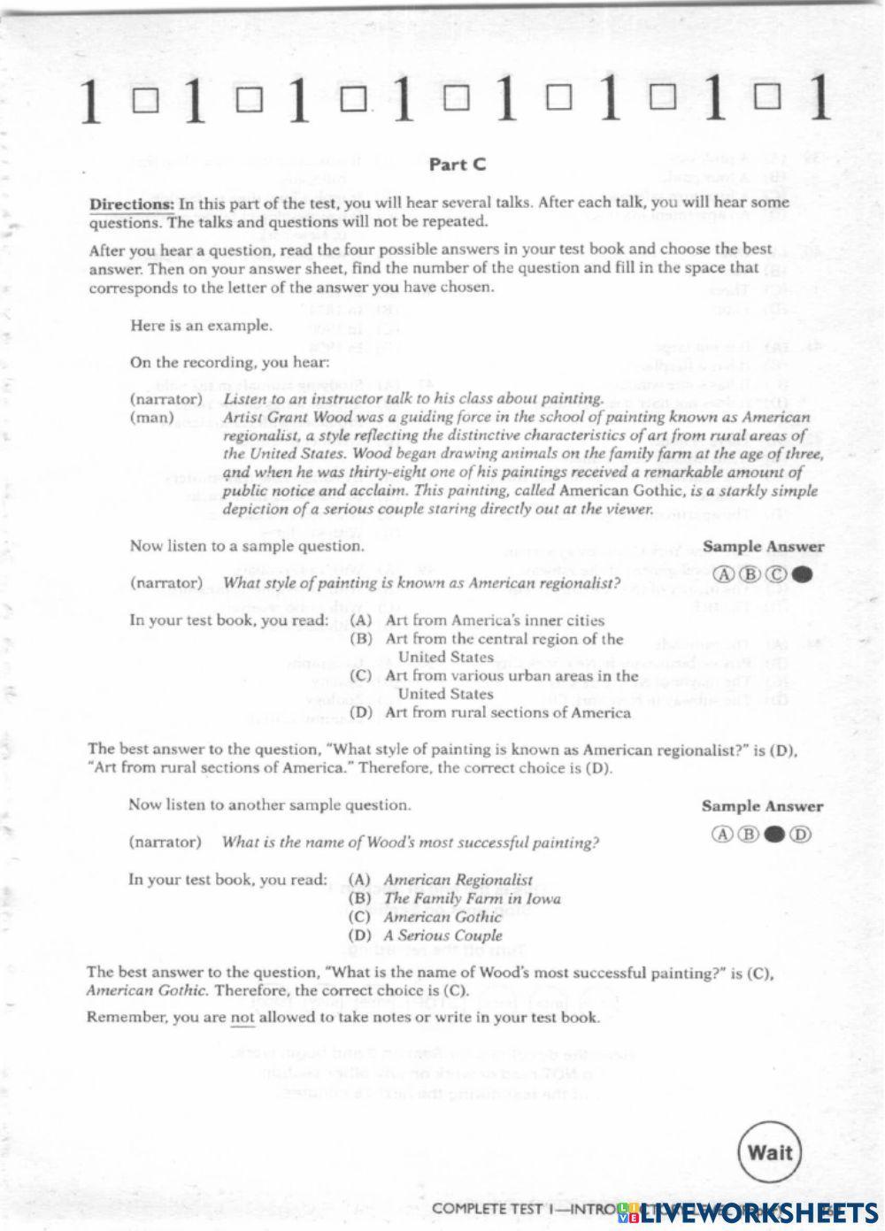 Listening toefl test 1
