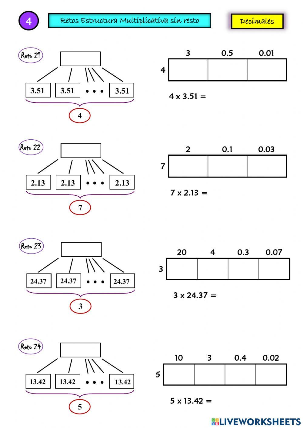 Estructura Multiplicativa - Cálculos (R4)  Decimales