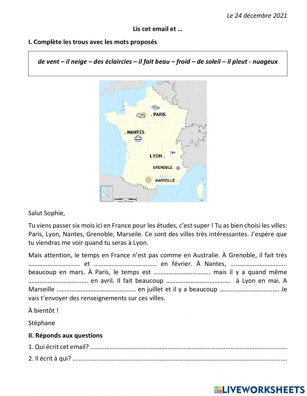 Compréhension écrite-météo