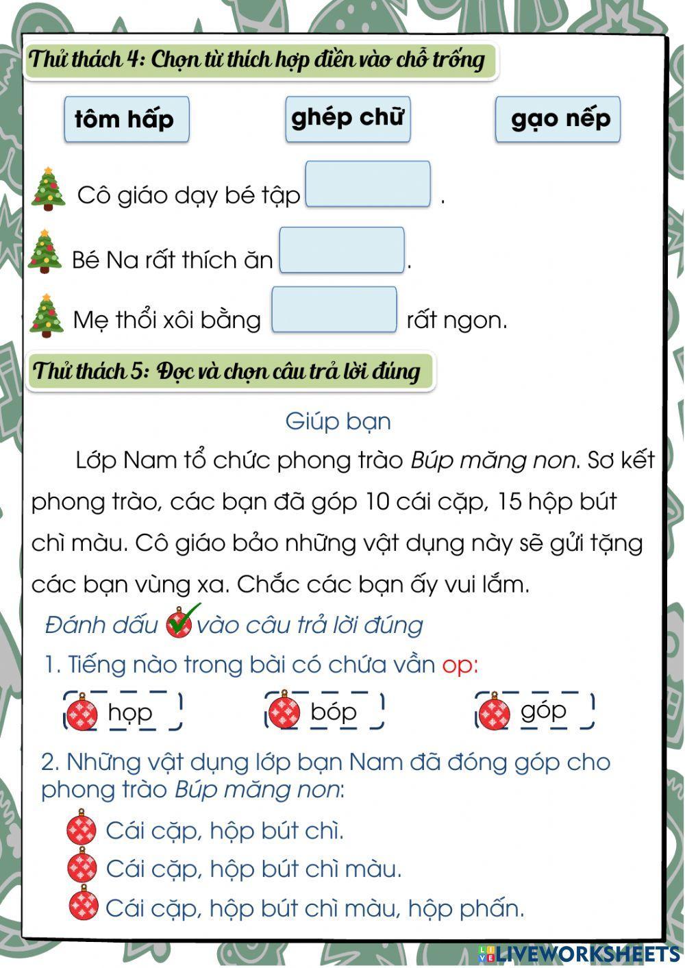 Phiếu ôn tập Tiếng Việt tuần 14