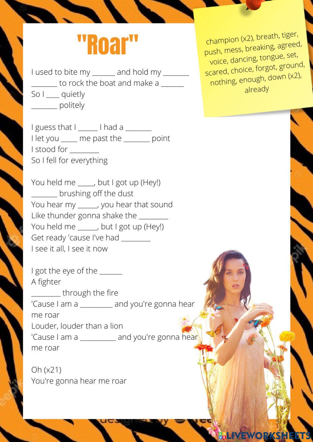 Song: Roar song and nursery rhym…: English ESL worksheets pdf & doc