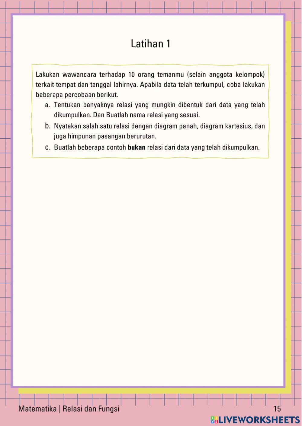 E-LKPD Relasi dan Fungsi