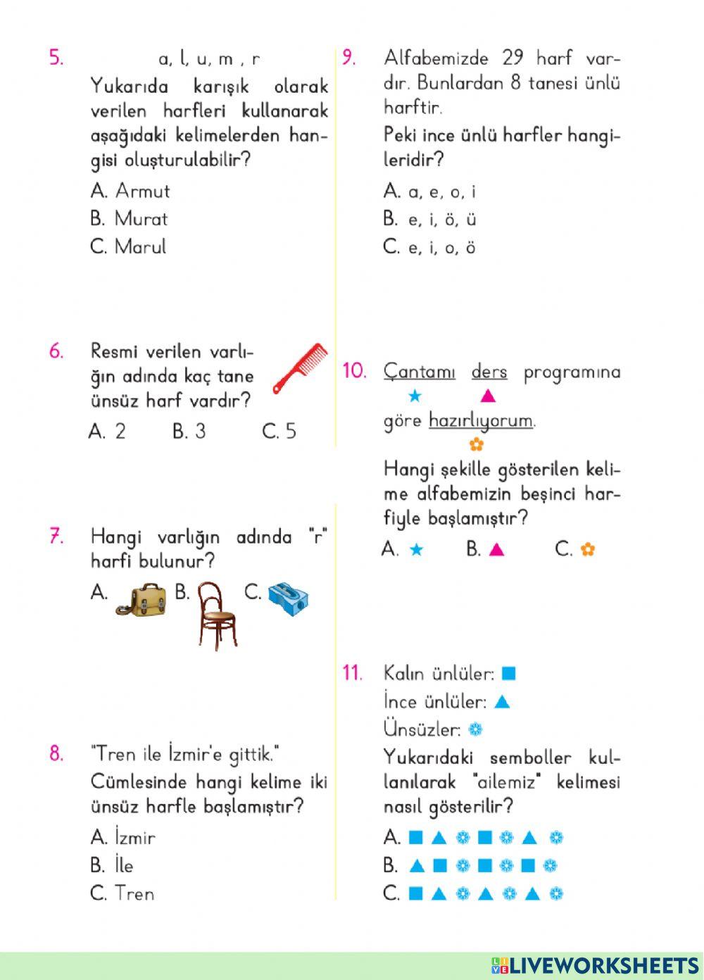 02-Türkçe-Harf Bilgisi-TEST