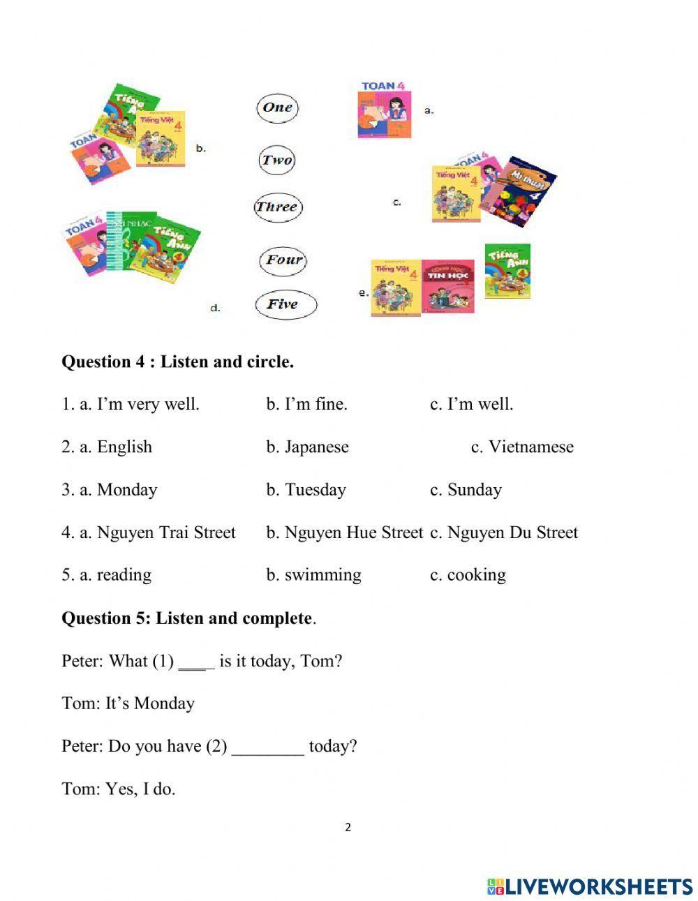 Revision for the 1st term test- 2-Grade 4