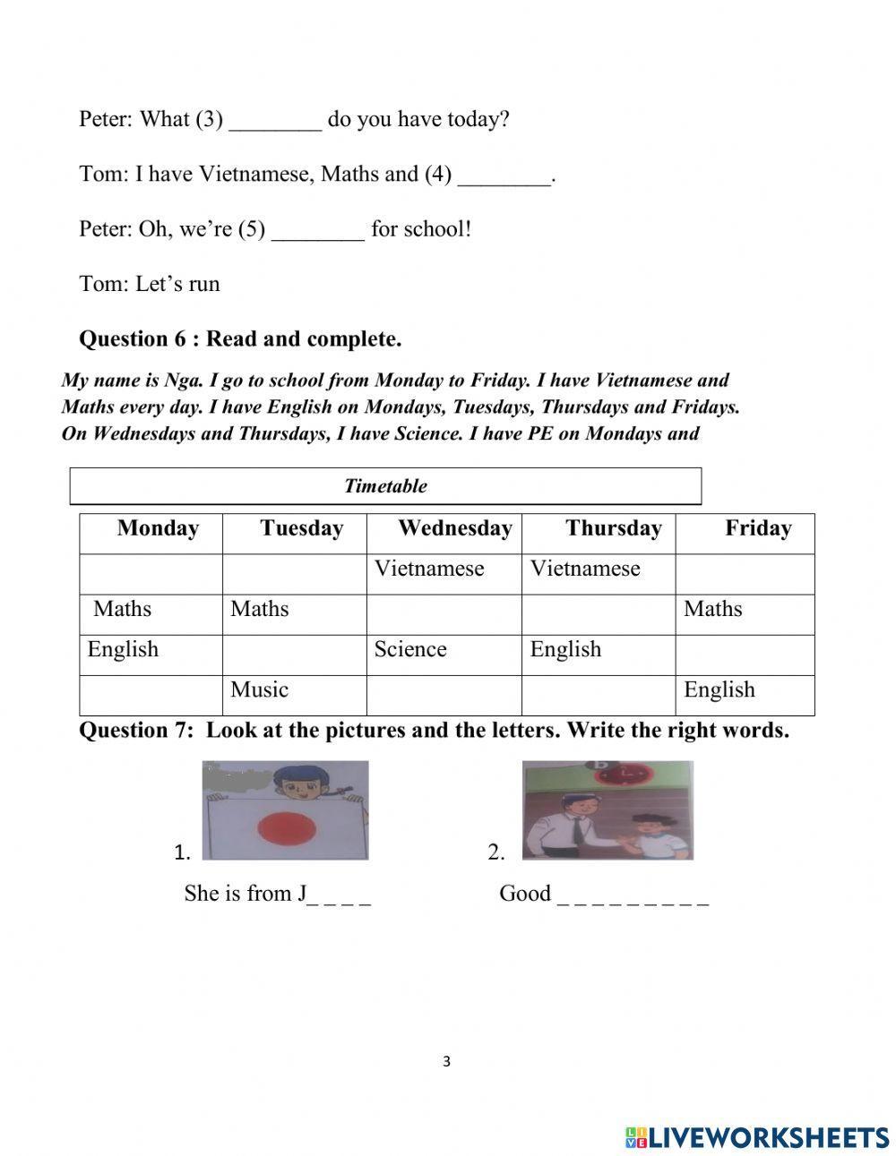 Revision for the 1st term test- 2-Grade 4