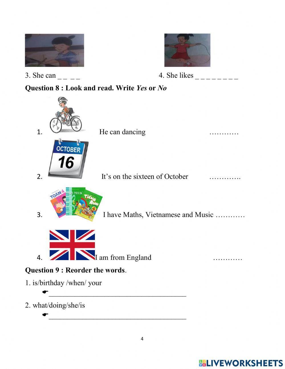 Revision for the 1st term test- 2-Grade 4