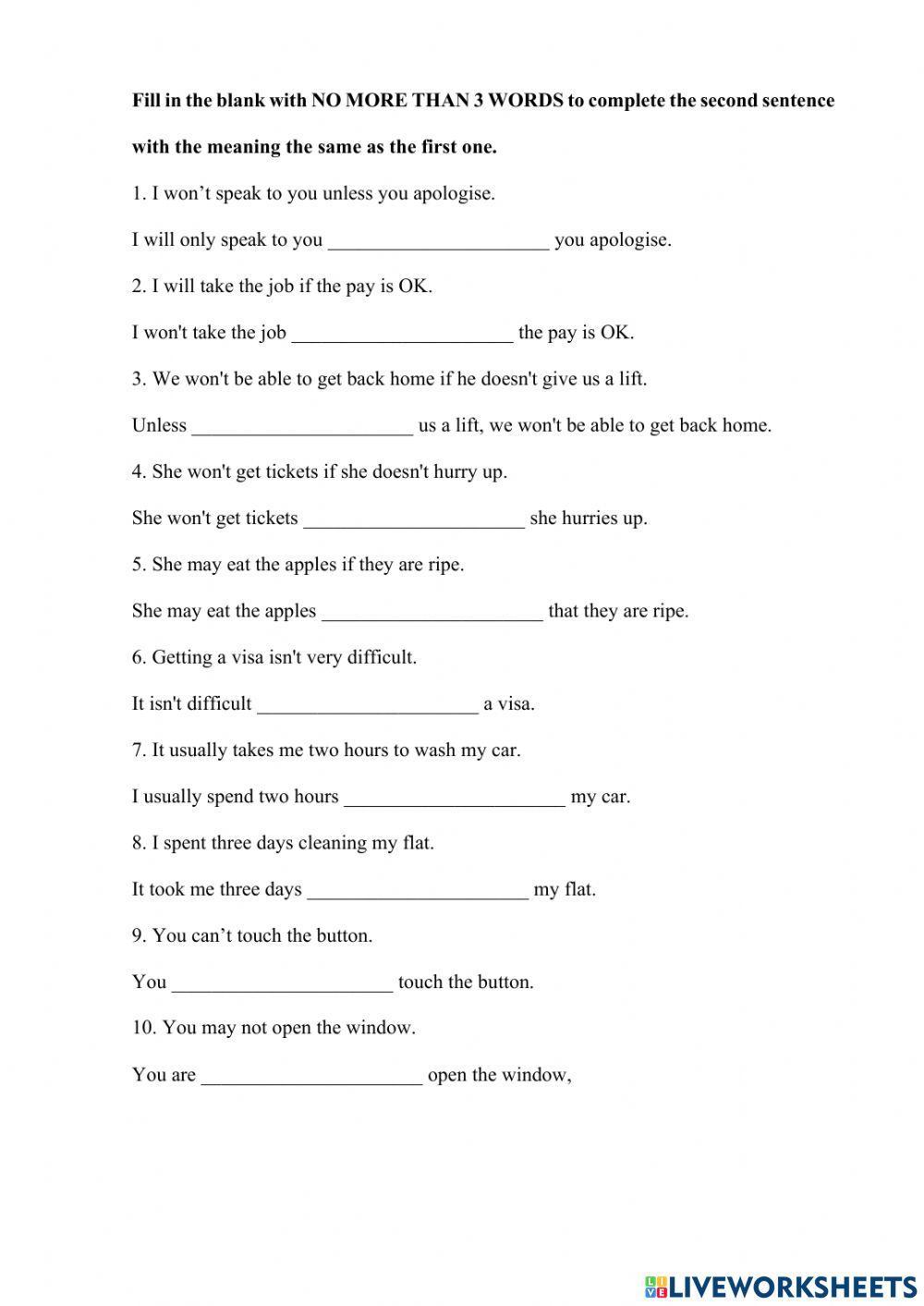 PET-Writing (Conditional, Modal Verb, Gerund)