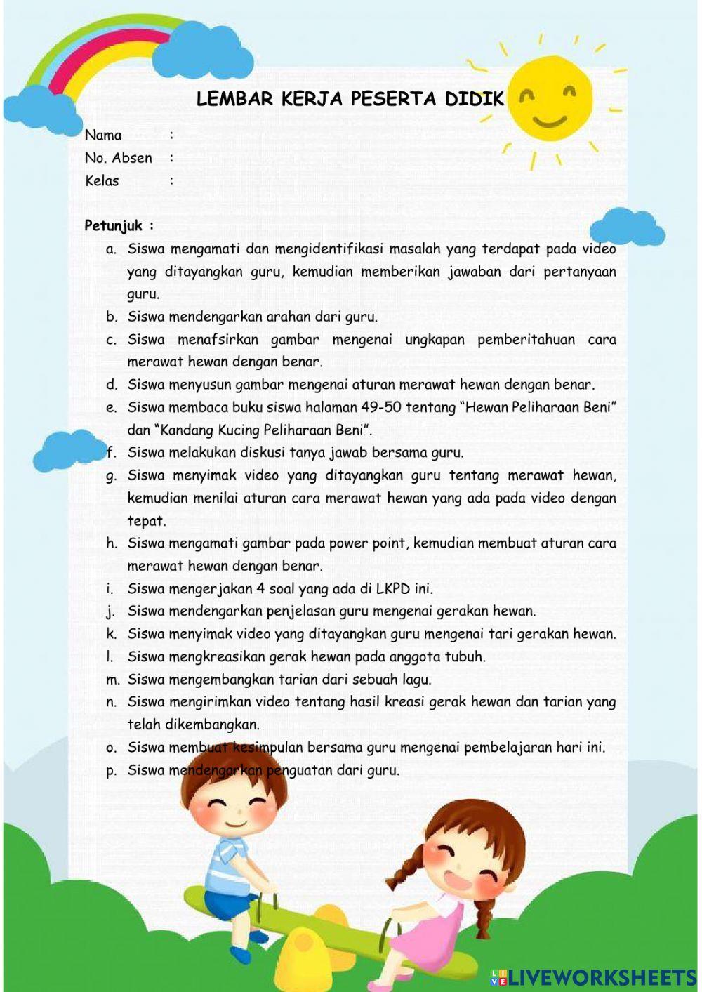 LKPD Kelas 1 Tema 7 Subtema 2 Pembelajaran 1