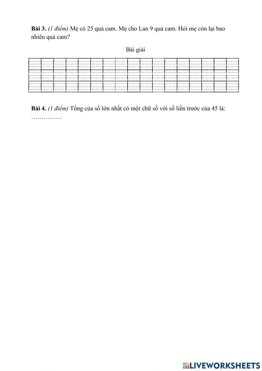 Ôn cuối kì 1 đề 2