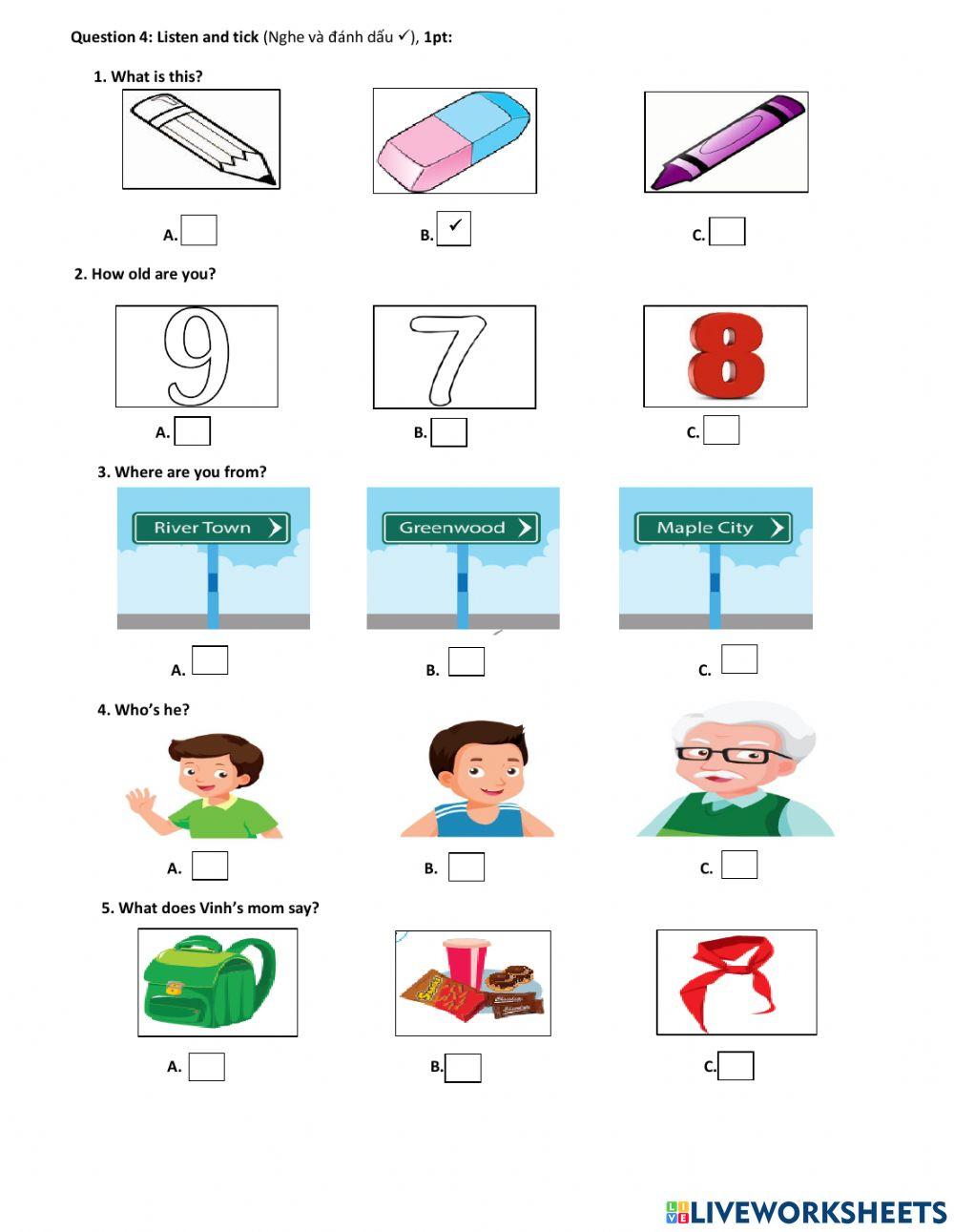 Review: listen and check SMART START grade 3 semester 1