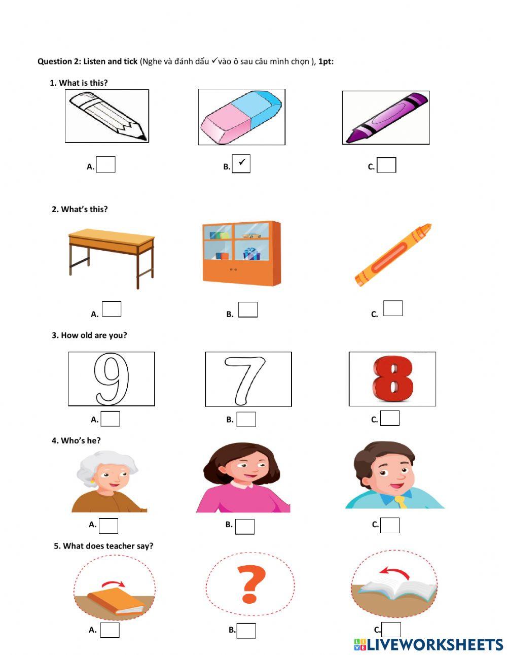 Review: listen and check SMART START grade 3 semester 1