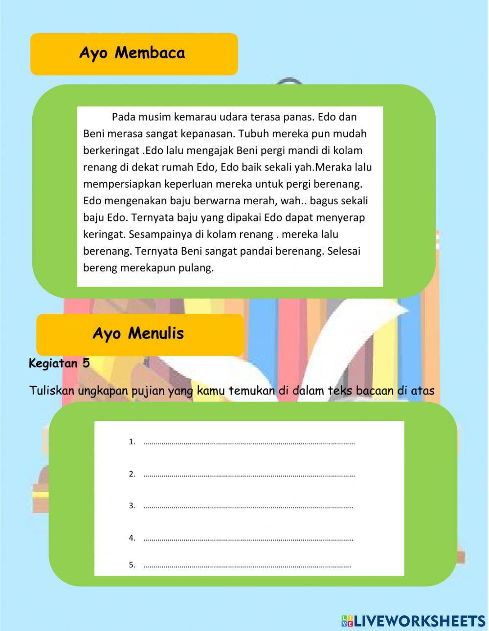 Kelas 1 Tema 8 Sub Tema 2 Pembelajaran 2