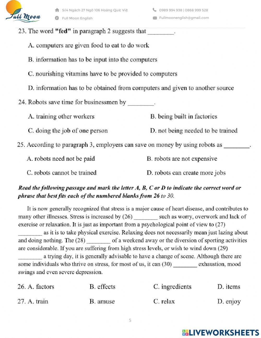 Đề vào 10. 2021. Practice Test 9