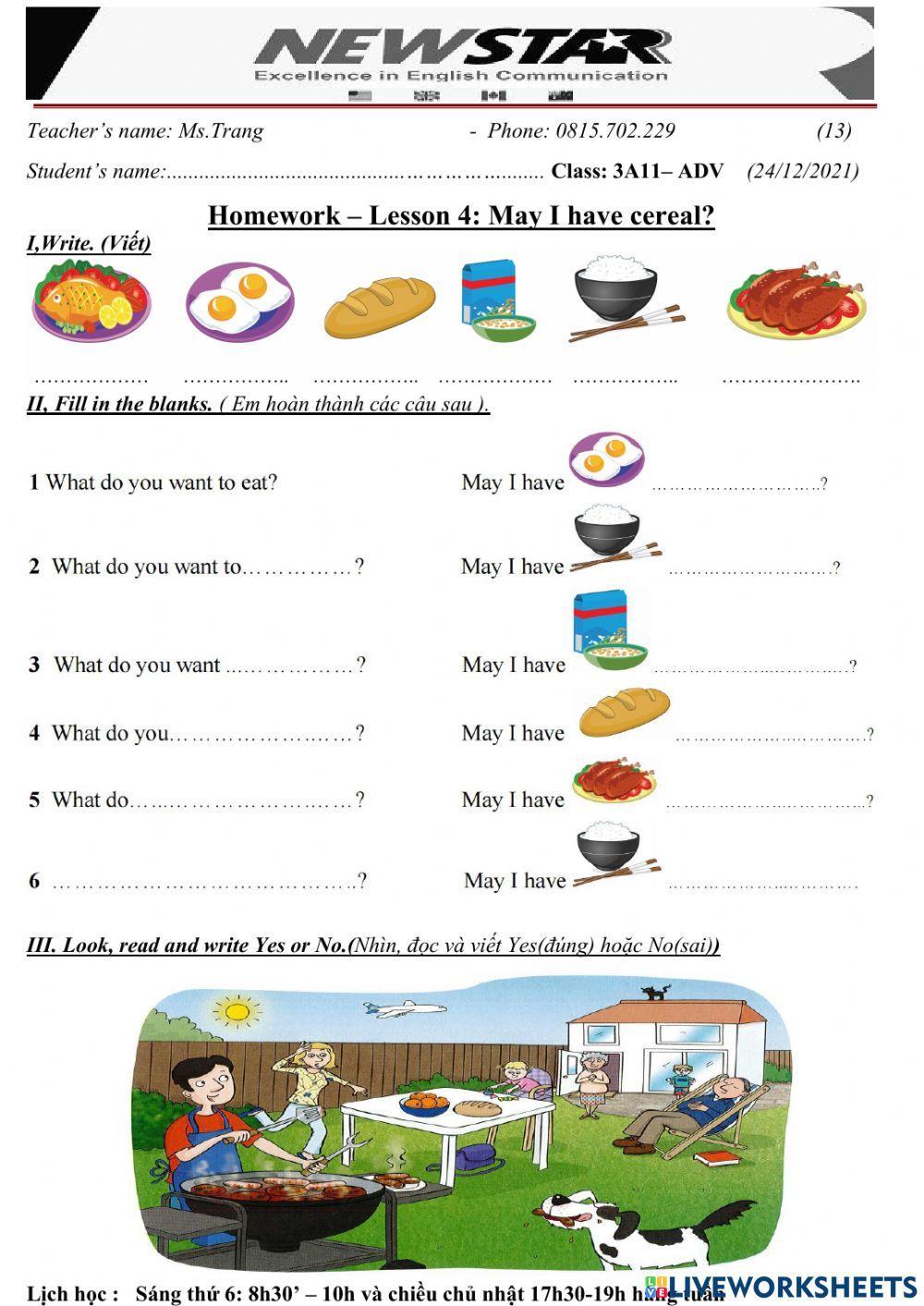 3A11-Lesson 4-May I have cereal?