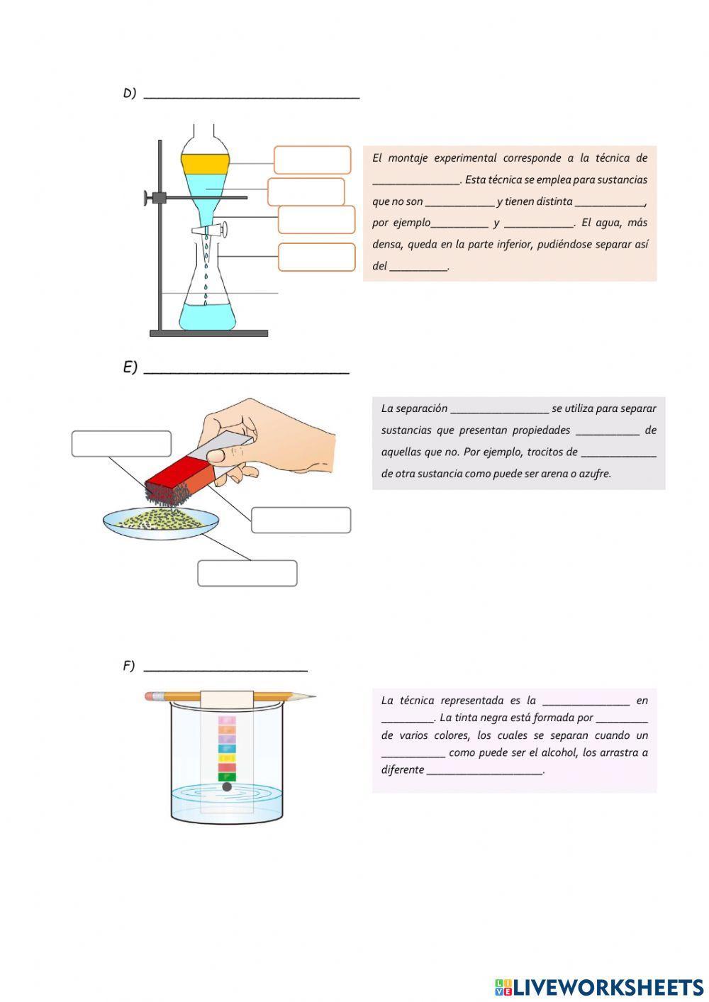 Técnicas de separación de mezclas