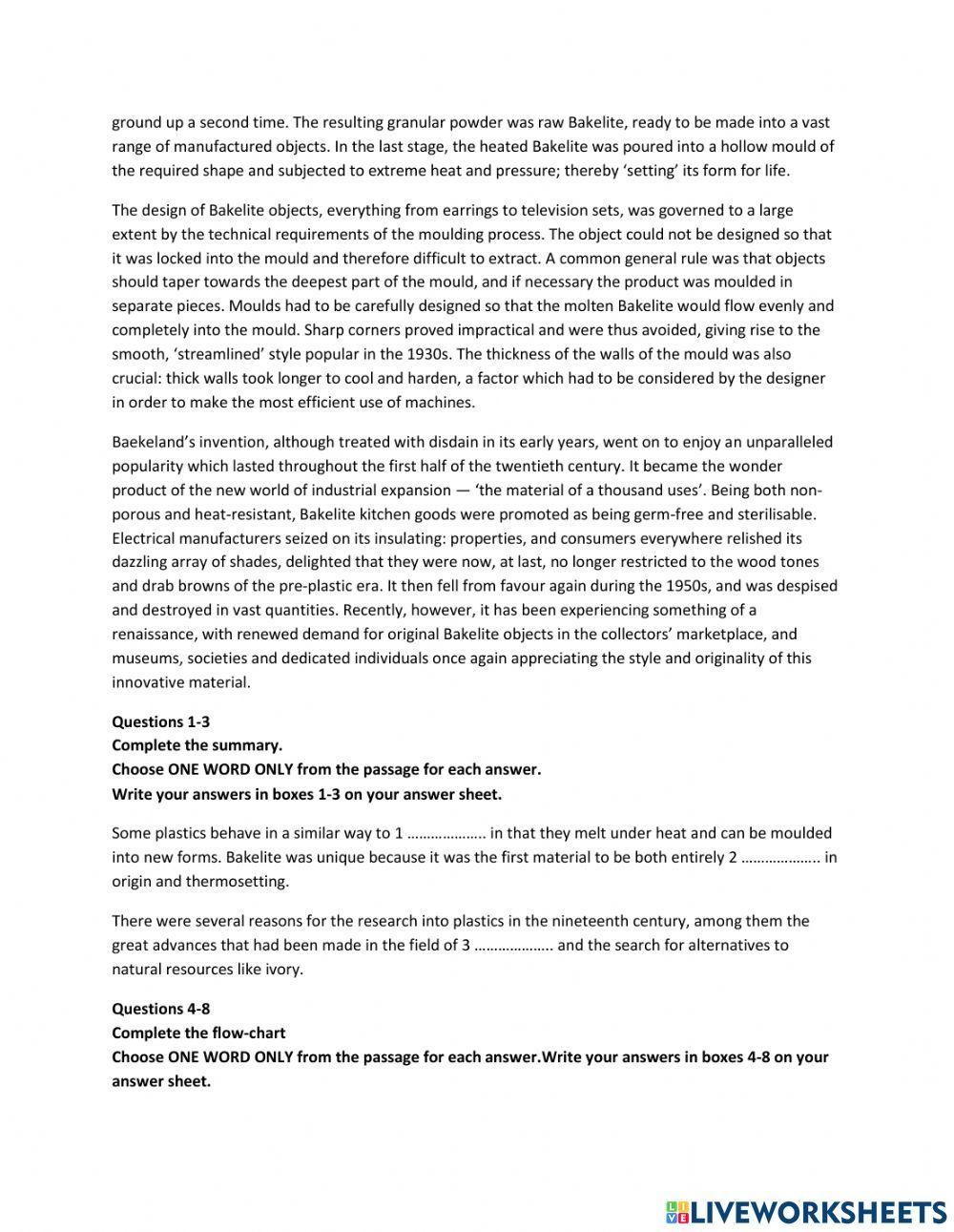 Ielts Academic Reading Part 1 of 2