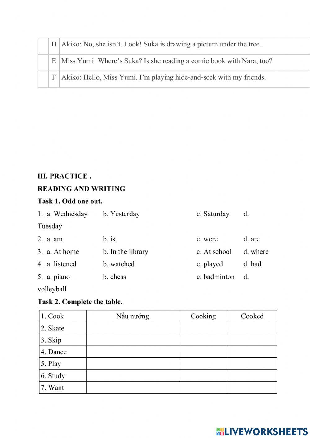 Đề ôn tập học kì 1 Lớp 4