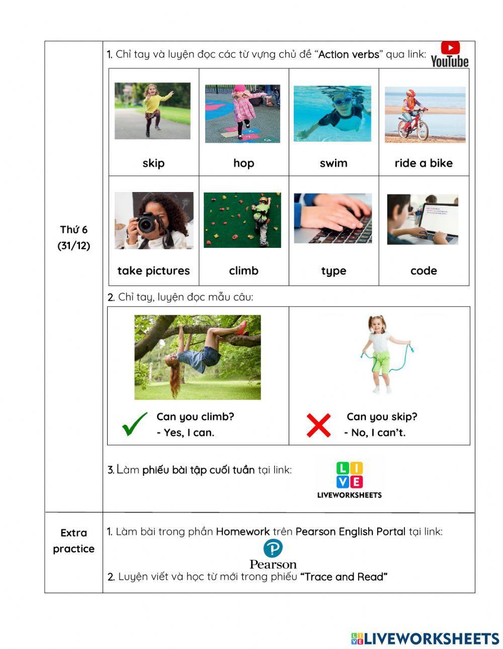 Hướng dẫn học khối 1 tuần 22