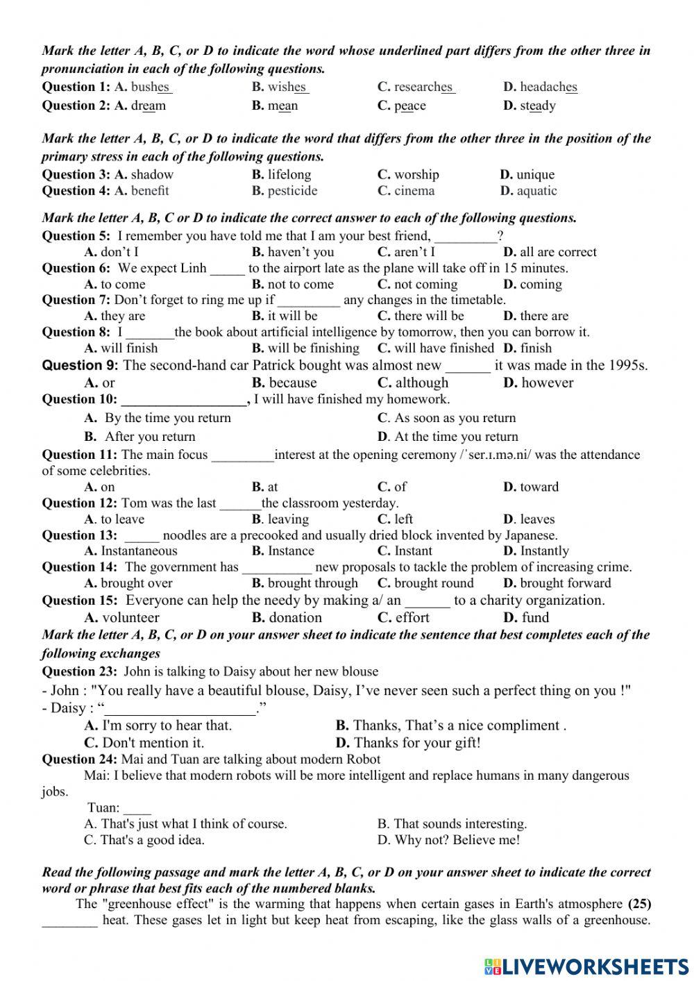 On thi tn thpt 25-12-2021