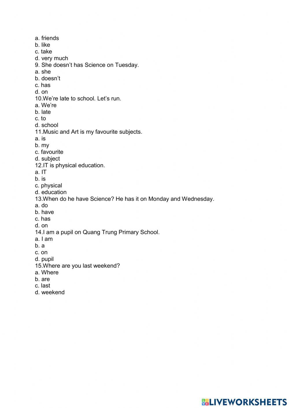 Grade 4 review- first final test