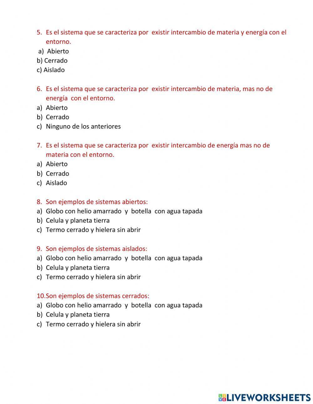 Tipos de sistemas en quimica