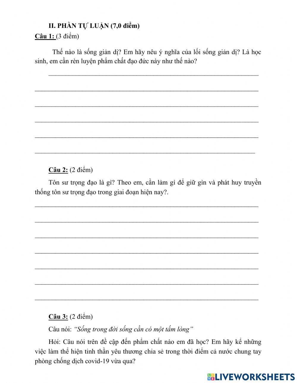 KIểm tra cuối kì 1 GDCD