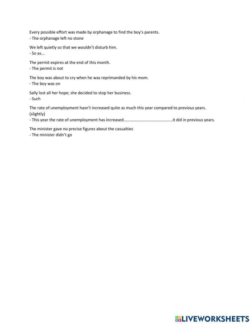 Rewrite the sentences