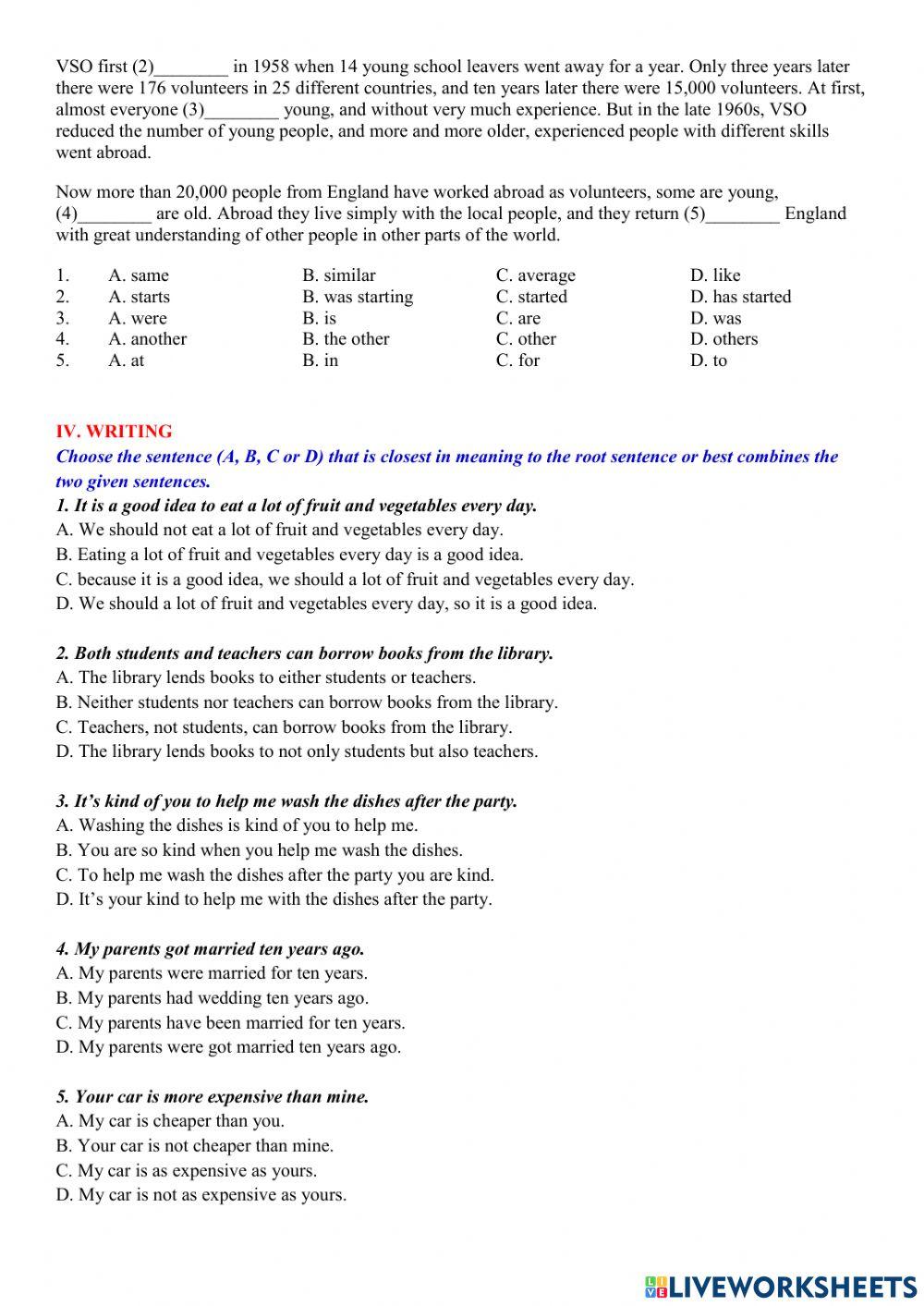 Revision for the first term test – english 7