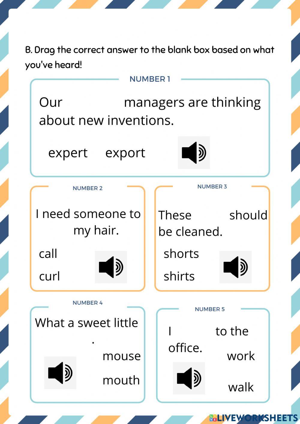 Minimal pairs exercise