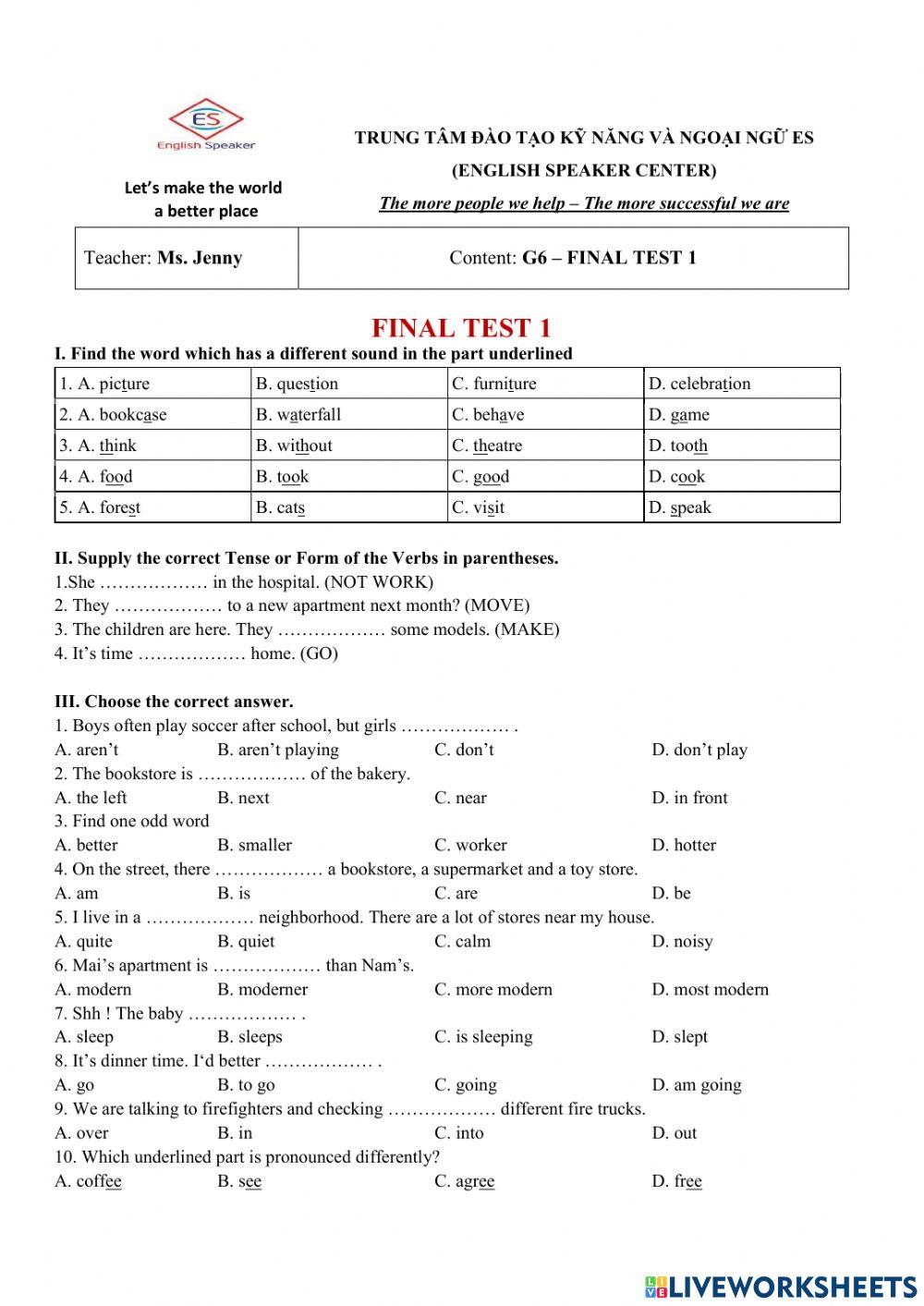 G6 - Final Test 1 - Term 1