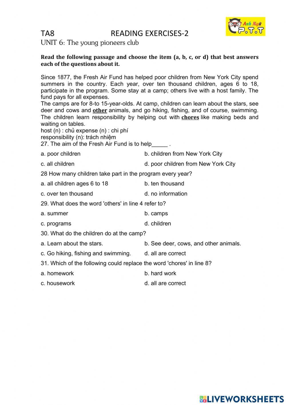 Ta8- reading review unit 5-6