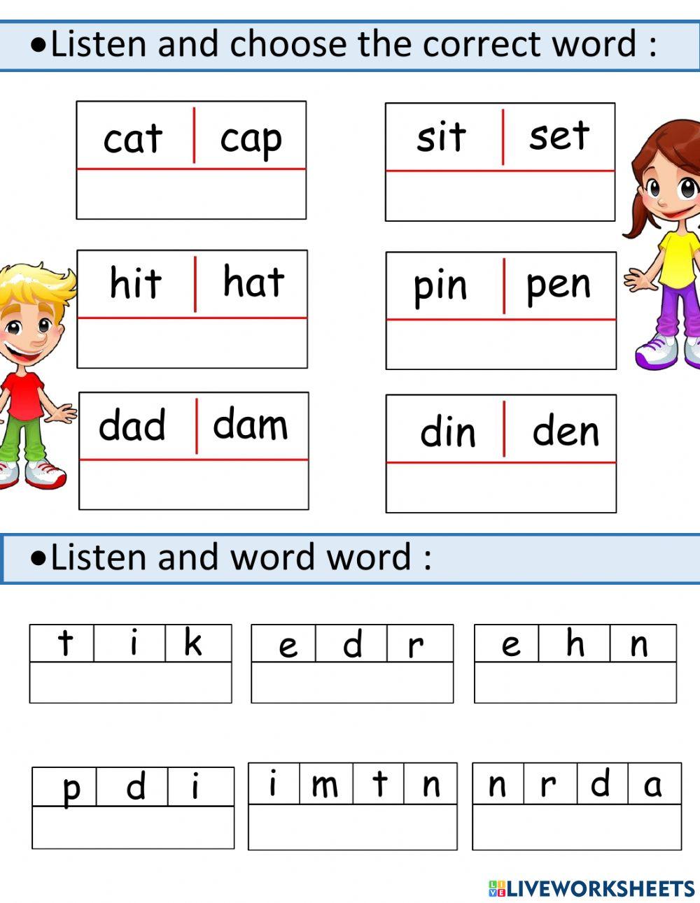Listen and choose listen and write worksheet live worksheets