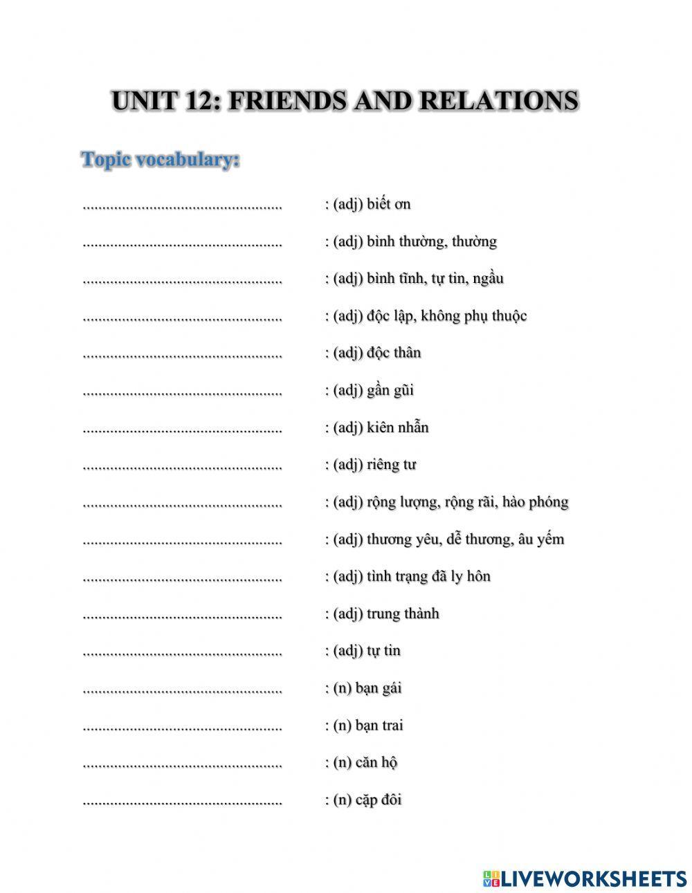 Unit 12 b1 destination