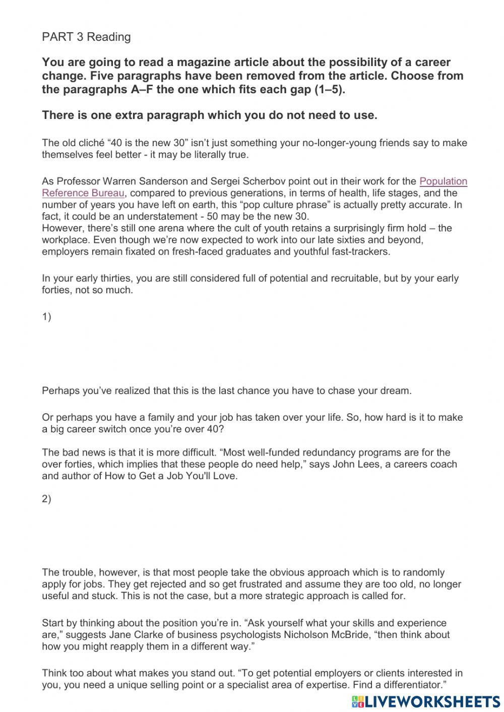 Career change when you are not 30