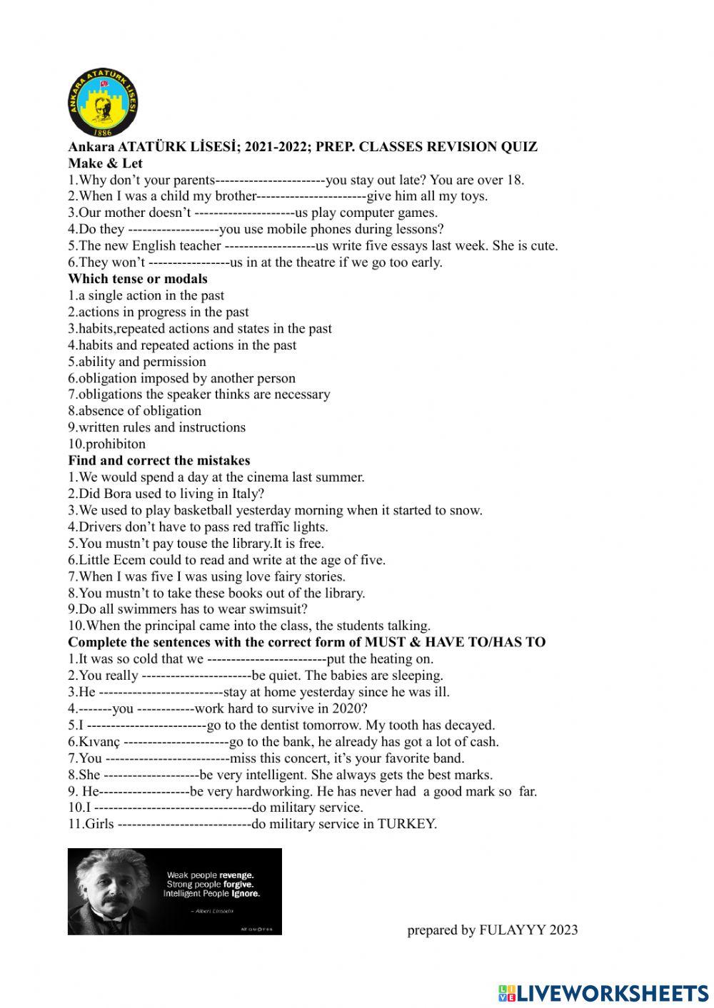 REVISION for MY PREP