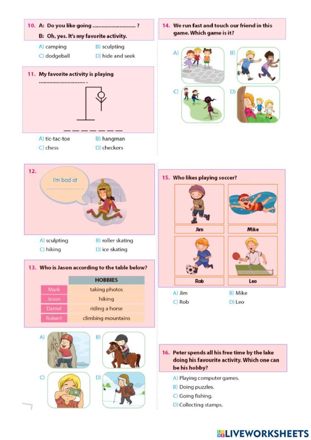 5th grade Unit 3 Games and Hobbies