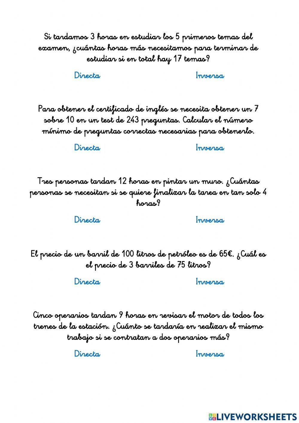 ¿proporcionalidad directa o inversa?