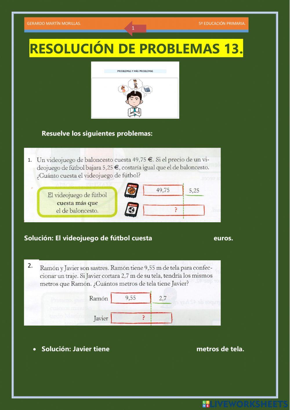Resolución de problemas. Ficha 13.