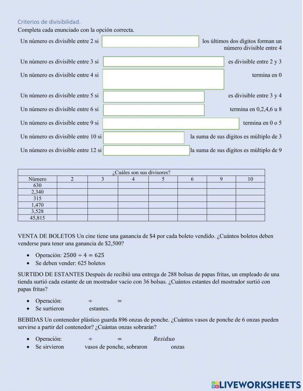 Criterios de divisibilidad