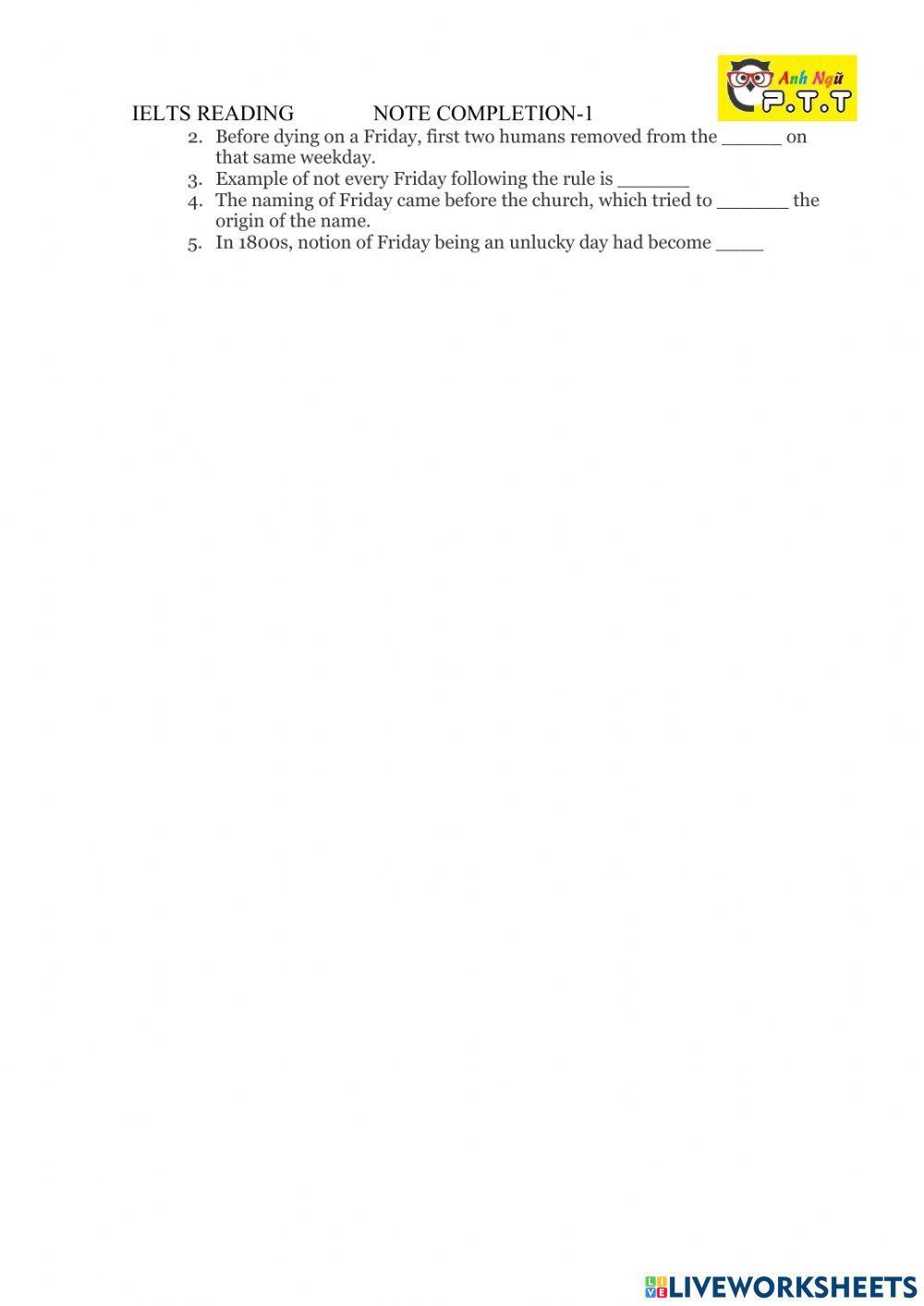 Ietls reading- note completion