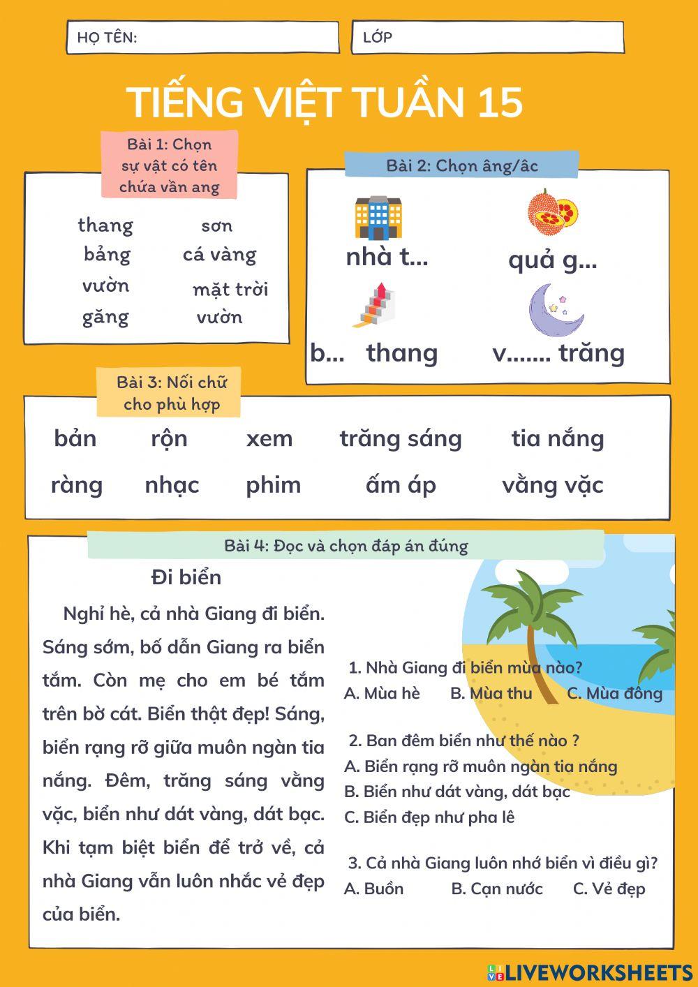 Bài tập cuối tuần