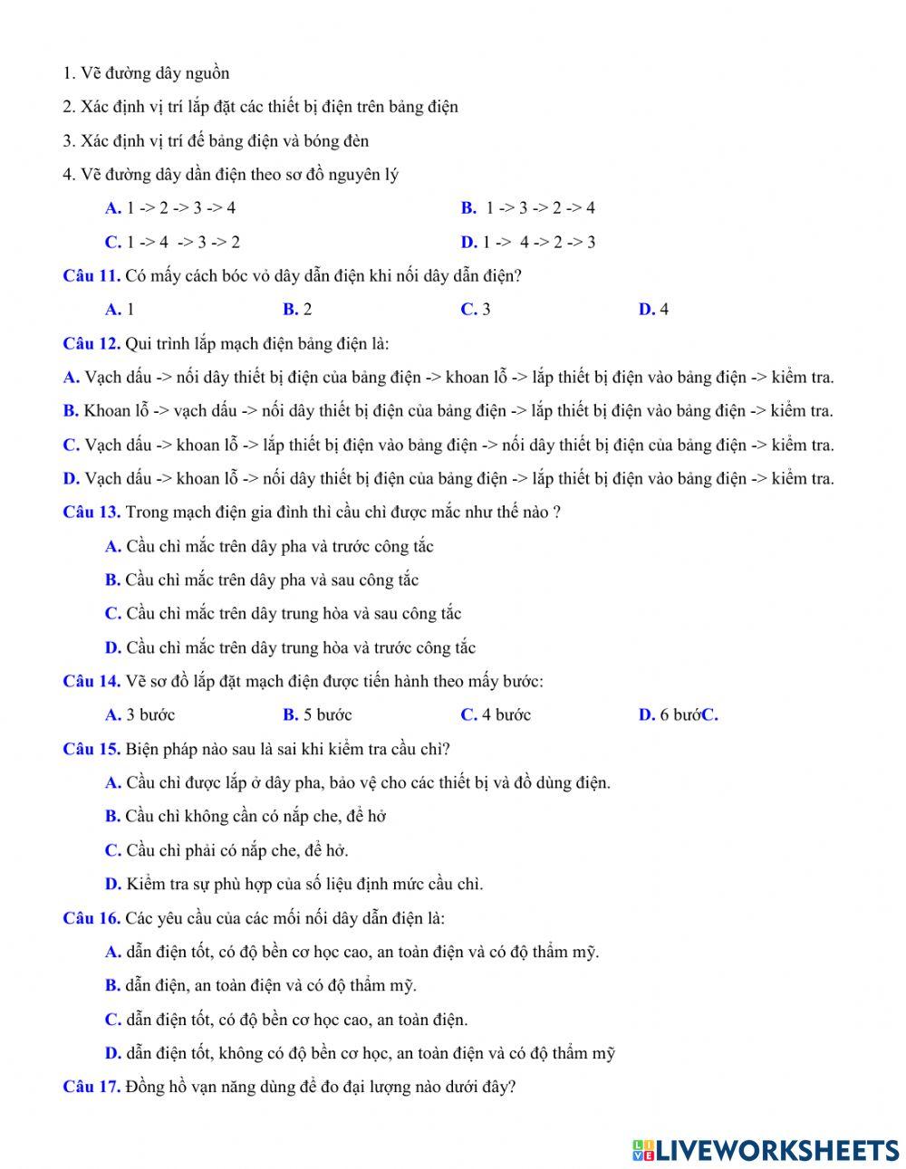 Kiểm tra học kì I - Công nghệ 9