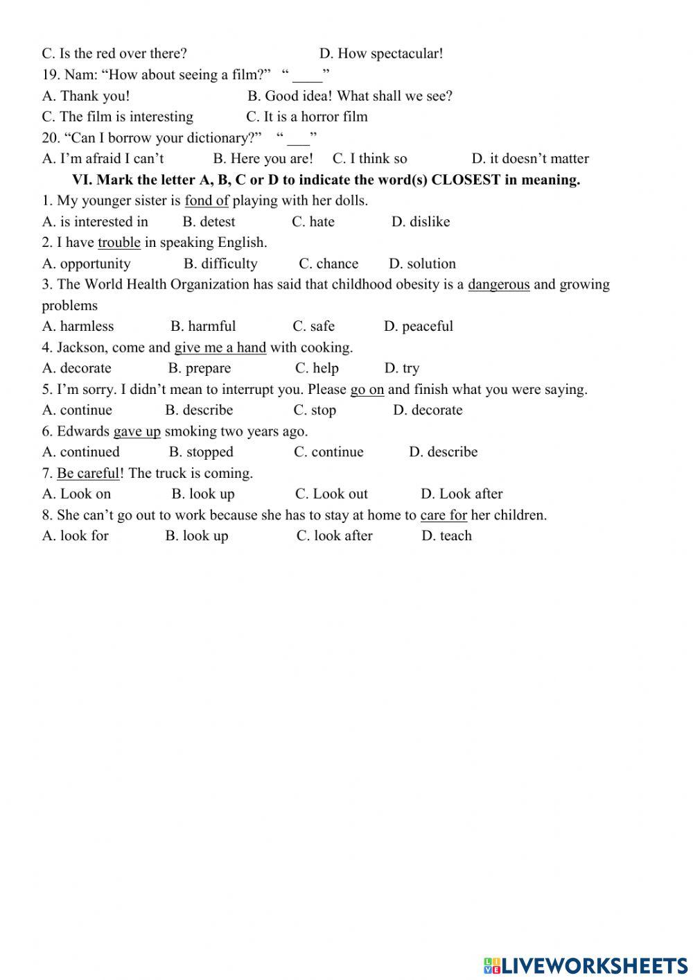 Grade 8- Đề cương Nhật Tân