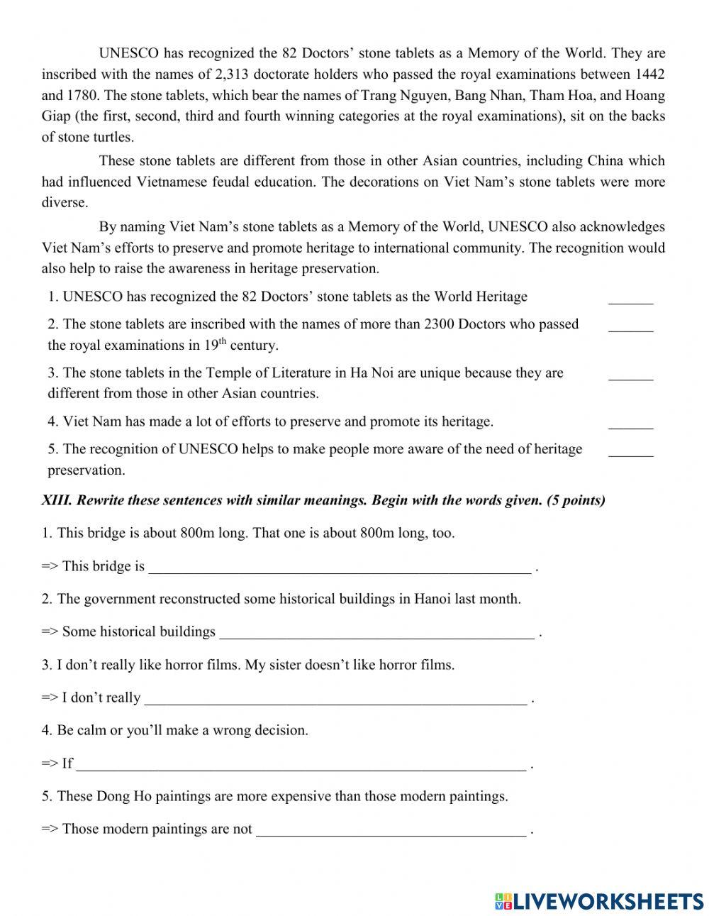 Grade 7- Đề cương đọc viết