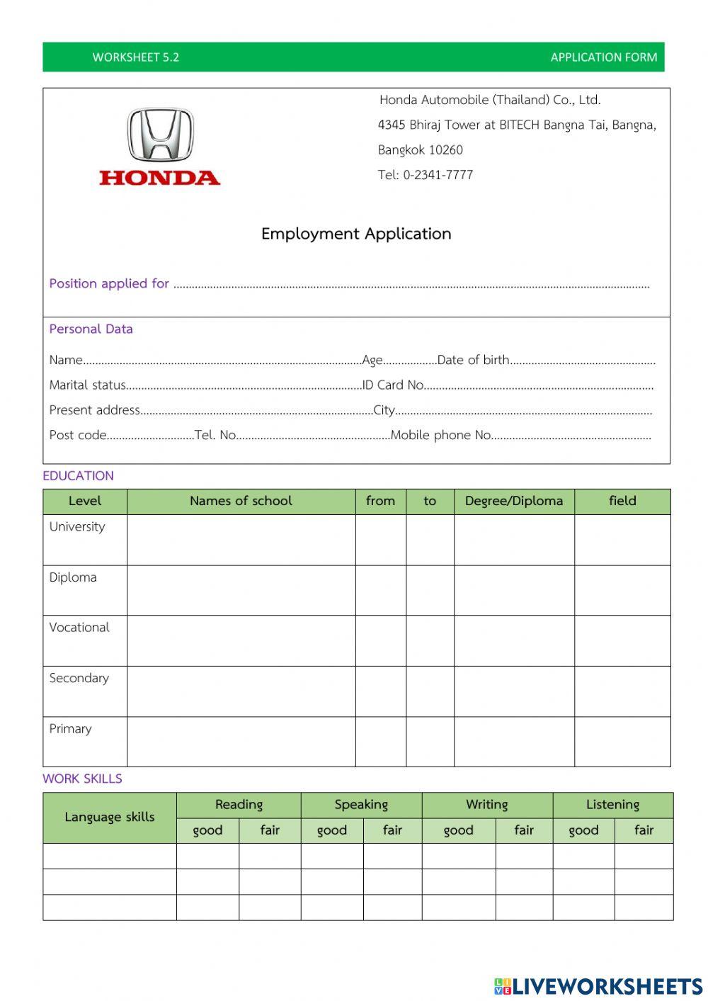 Employment Application