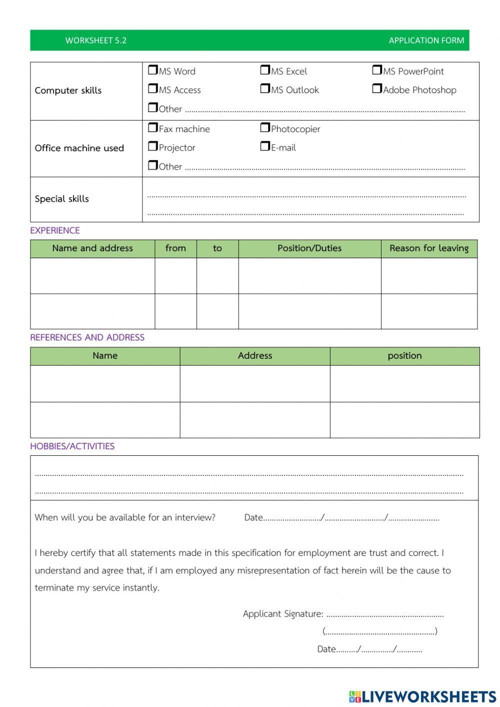 Employment Application